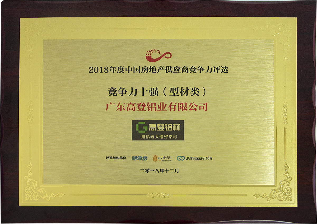 2018年房地产竞争力十强（型材类）